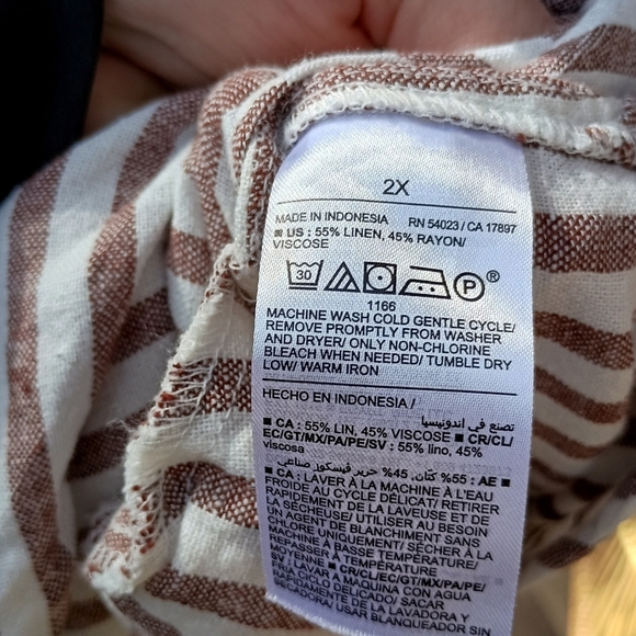 Old Navy Striped Linen Blend Button-Up Shirt Dress With Pockets_2X - Picture 6 of 9